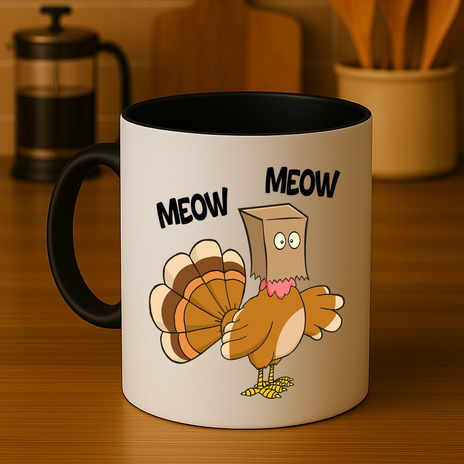 Meow Turkey Funny Thanksgiving Mug