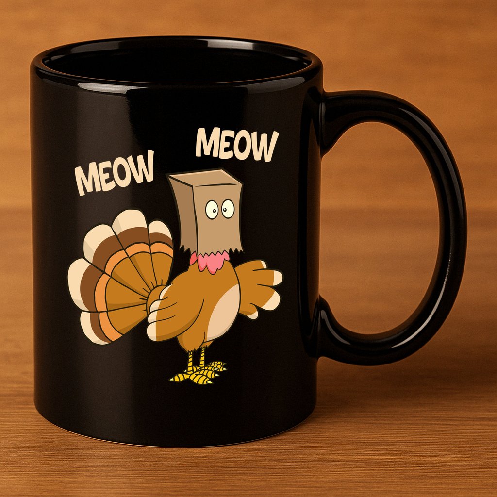 Meow Turkey Funny Thanksgiving 11oz C Handle Ceramic Mug