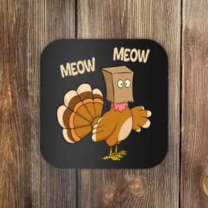 Meow Turkey Funny Thanksgiving Coaster