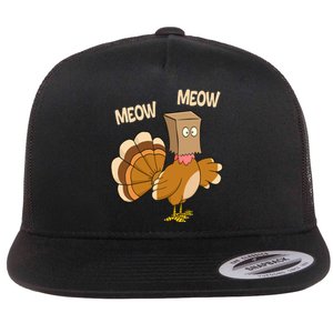 Meow Turkey Funny Thanksgiving Flat Bill Trucker Hat