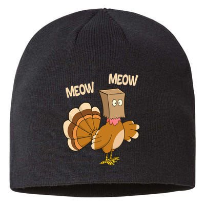 Meow Turkey Funny Thanksgiving Sustainable Beanie