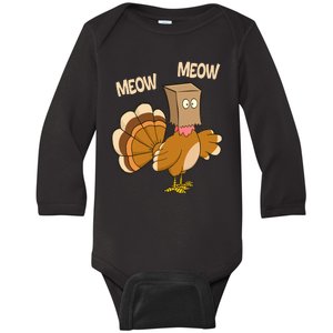 Meow Turkey Funny Thanksgiving Baby Long Sleeve Bodysuit