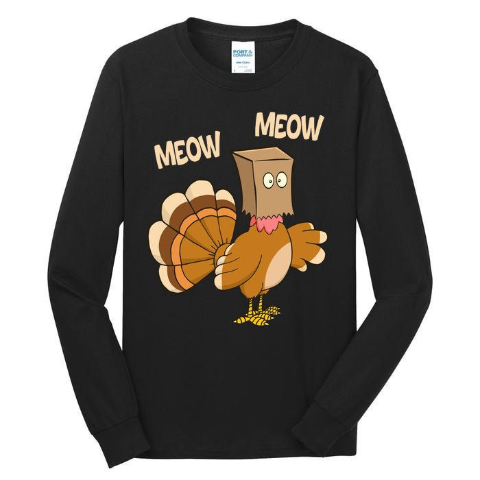 Meow Turkey Funny Thanksgiving Tall Long Sleeve T-Shirt