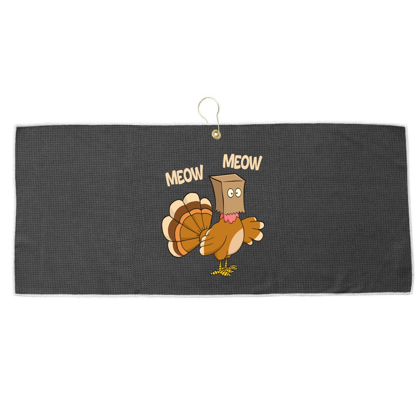 Meow Turkey Funny Thanksgiving Large Microfiber Waffle Golf Towel