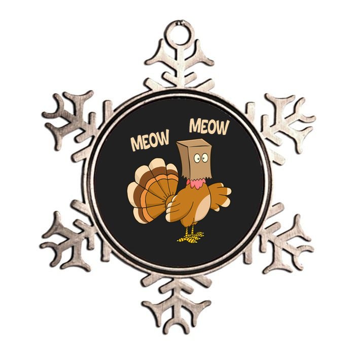 Meow Turkey Funny Thanksgiving Metallic Star Ornament