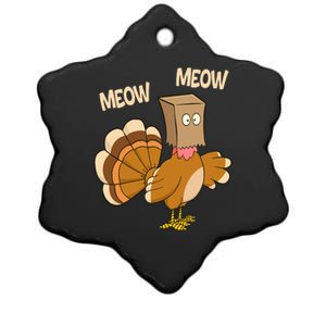 Meow Turkey Funny Thanksgiving Ceramic Star Ornament