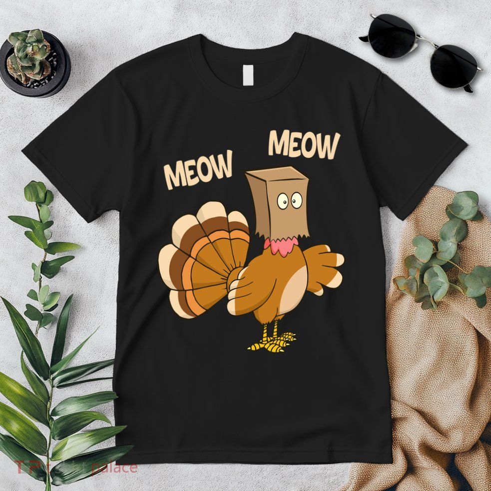 Meow Turkey Funny Thanksgiving Premium T-Shirt