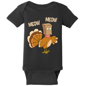 Meow Turkey Funny Thanksgiving Baby Bodysuit