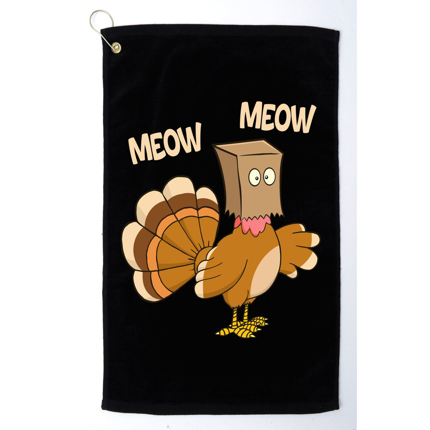Meow Turkey Funny Thanksgiving Golf Towel