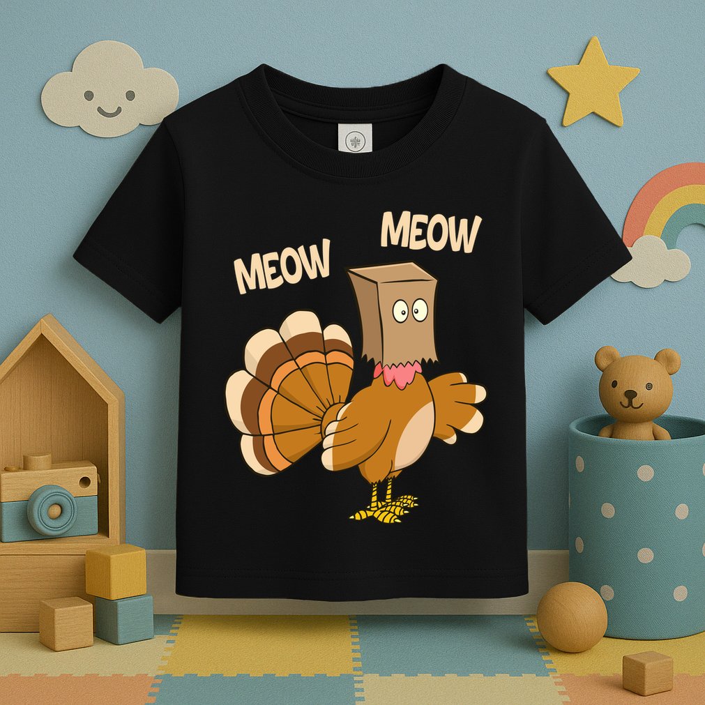 Meow Turkey Funny Thanksgiving Toddler T-Shirt
