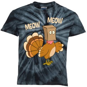 Meow Turkey Funny Thanksgiving Kids Tie-Dye T-Shirt