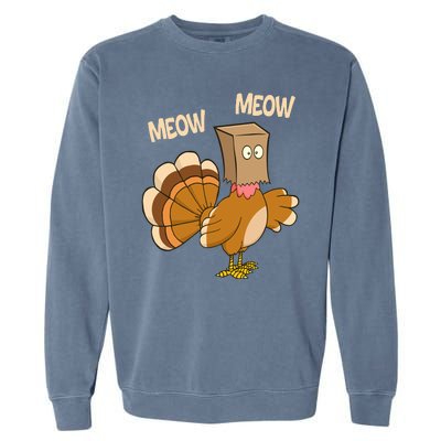 Meow Turkey Funny Thanksgiving Garment-Dyed Sweatshirt