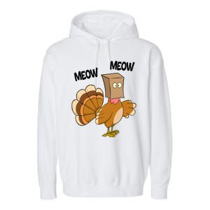 Meow Turkey Funny Thanksgiving Garment-Dyed Fleece Hoodie