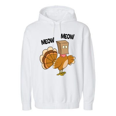 Meow Turkey Funny Thanksgiving Garment-Dyed Fleece Hoodie