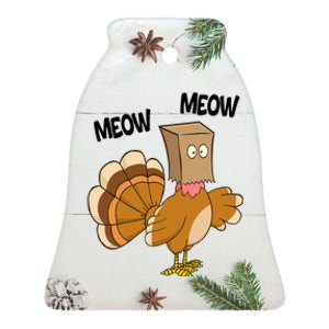 Meow Turkey Funny Thanksgiving Ceramic Bell Ornament