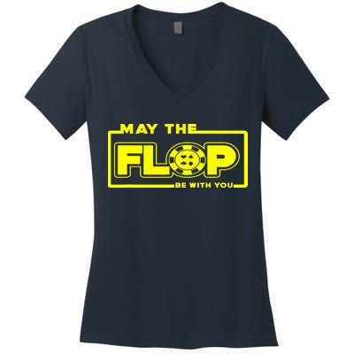 May The Flop Be With You Funny Holdem Poker Card Player Gift Women's V-Neck T-Shirt