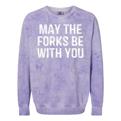 May The Forks Be With You Funny Thanksgiving Colorblast Crewneck Sweatshirt