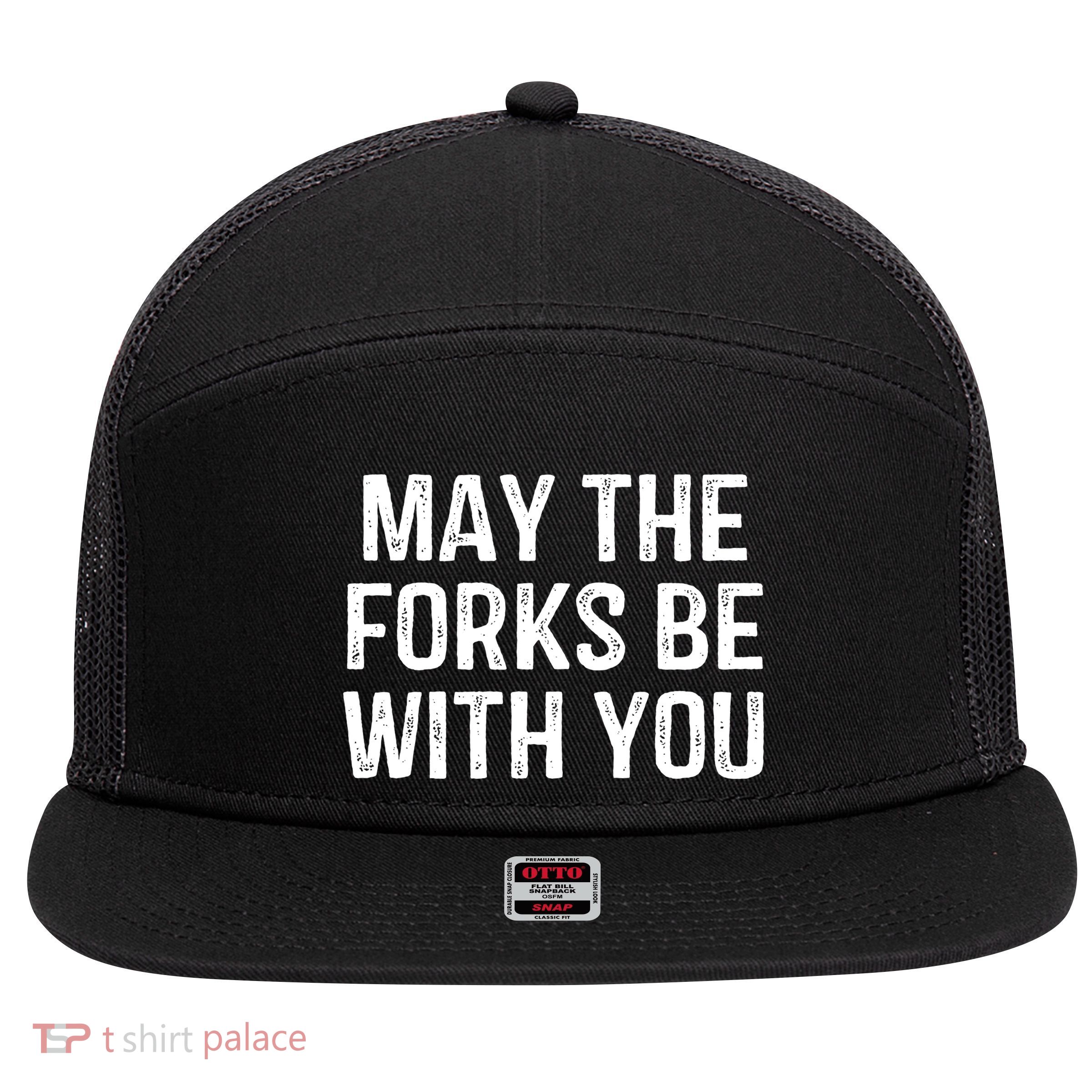 May The Forks Be With You Funny Thanksgiving 7 Panel Mesh Trucker Snapback Hat