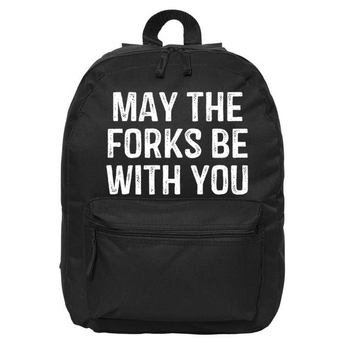 May The Forks Be With You Funny Thanksgiving 16 in Basic Backpack