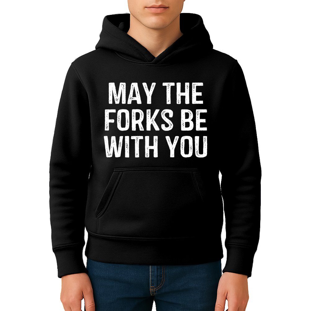 May The Forks Be With You Funny Thanksgiving Kids Hoodie