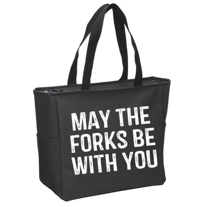 May The Forks Be With You Funny Thanksgiving Zip Tote Bag