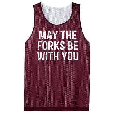 May The Forks Be With You Funny Thanksgiving Mesh Reversible Basketball Jersey Tank