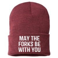 May The Forks Be With You Funny Thanksgiving Sustainable Knit Beanie