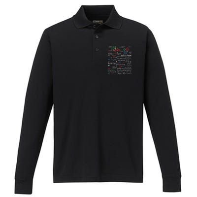 Math Teacher Formulas Cheat Sheet Cool Geek Nerd Performance Long Sleeve Polo