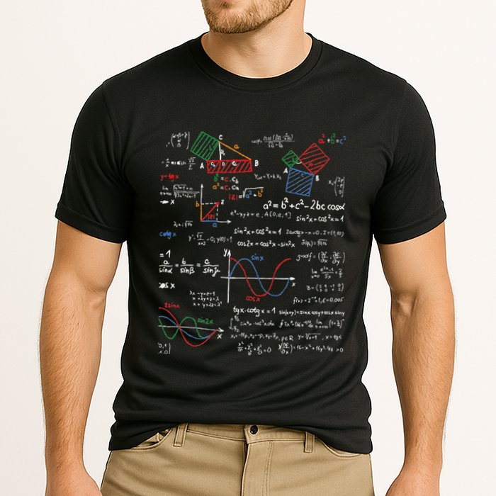 Math Teacher Formulas Cheat Sheet Cool Geek Nerd Cooling Performance Crew T-Shirt