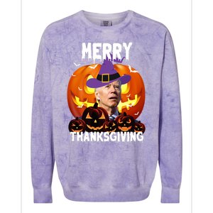 Merry Thanksgiving Funny Joe Biden Halloween Colorblast Crewneck Sweatshirt