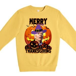 Merry Thanksgiving Funny Joe Biden Halloween Premium Crewneck Sweatshirt