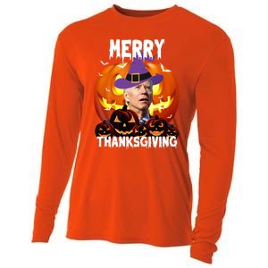 Merry Thanksgiving Funny Joe Biden Halloween Cooling Performance Long Sleeve Crew