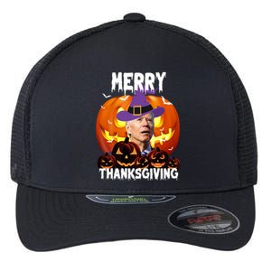 Merry Thanksgiving Funny Joe Biden Halloween Flexfit Unipanel Trucker Cap