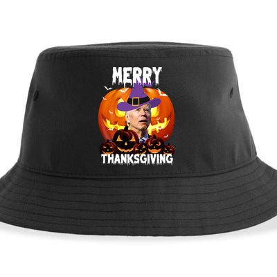 Merry Thanksgiving Funny Joe Biden Halloween Sustainable Bucket Hat