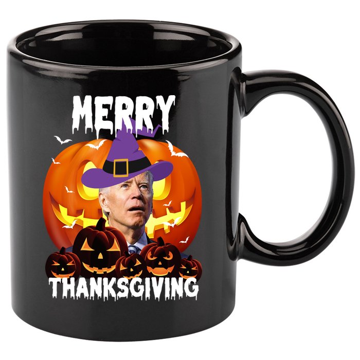 Merry Thanksgiving Funny Joe Biden Halloween 11oz C Handle Ceramic Mug