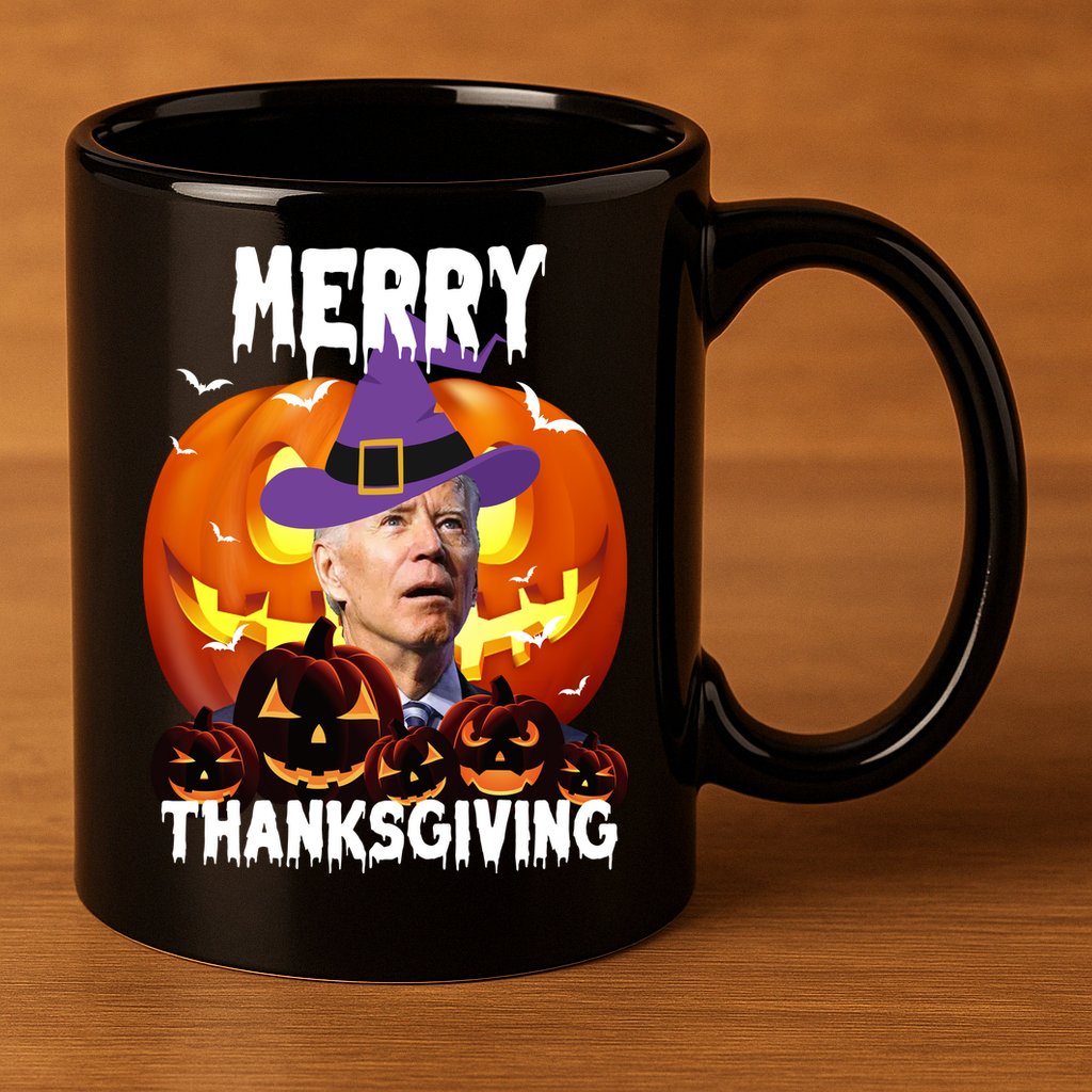 Merry Thanksgiving Funny Joe Biden Halloween 11oz C Handle Ceramic Mug