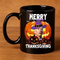 Merry Thanksgiving Funny Joe Biden Halloween 11oz C Handle Ceramic Mug
