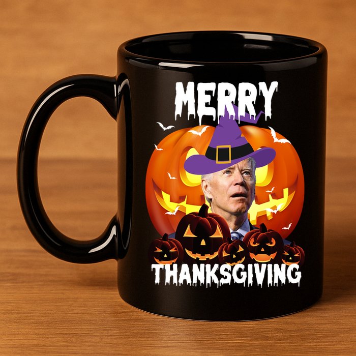 Merry Thanksgiving Funny Joe Biden Halloween 11oz C Handle Ceramic Mug