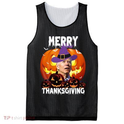 Merry Thanksgiving Funny Joe Biden Halloween Mesh Reversible Basketball Jersey Tank