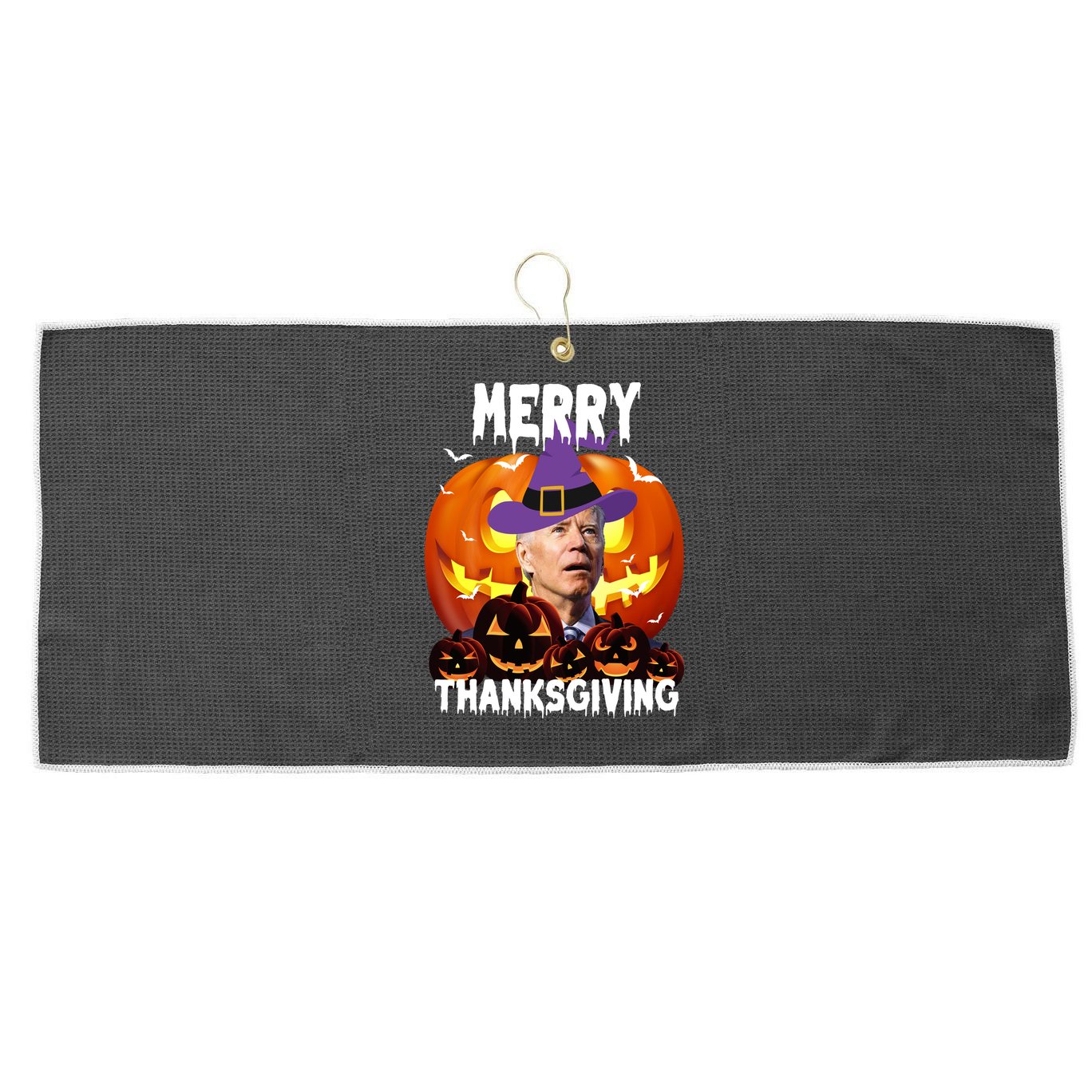 Merry Thanksgiving Funny Joe Biden Halloween Large Microfiber Waffle Golf Towel