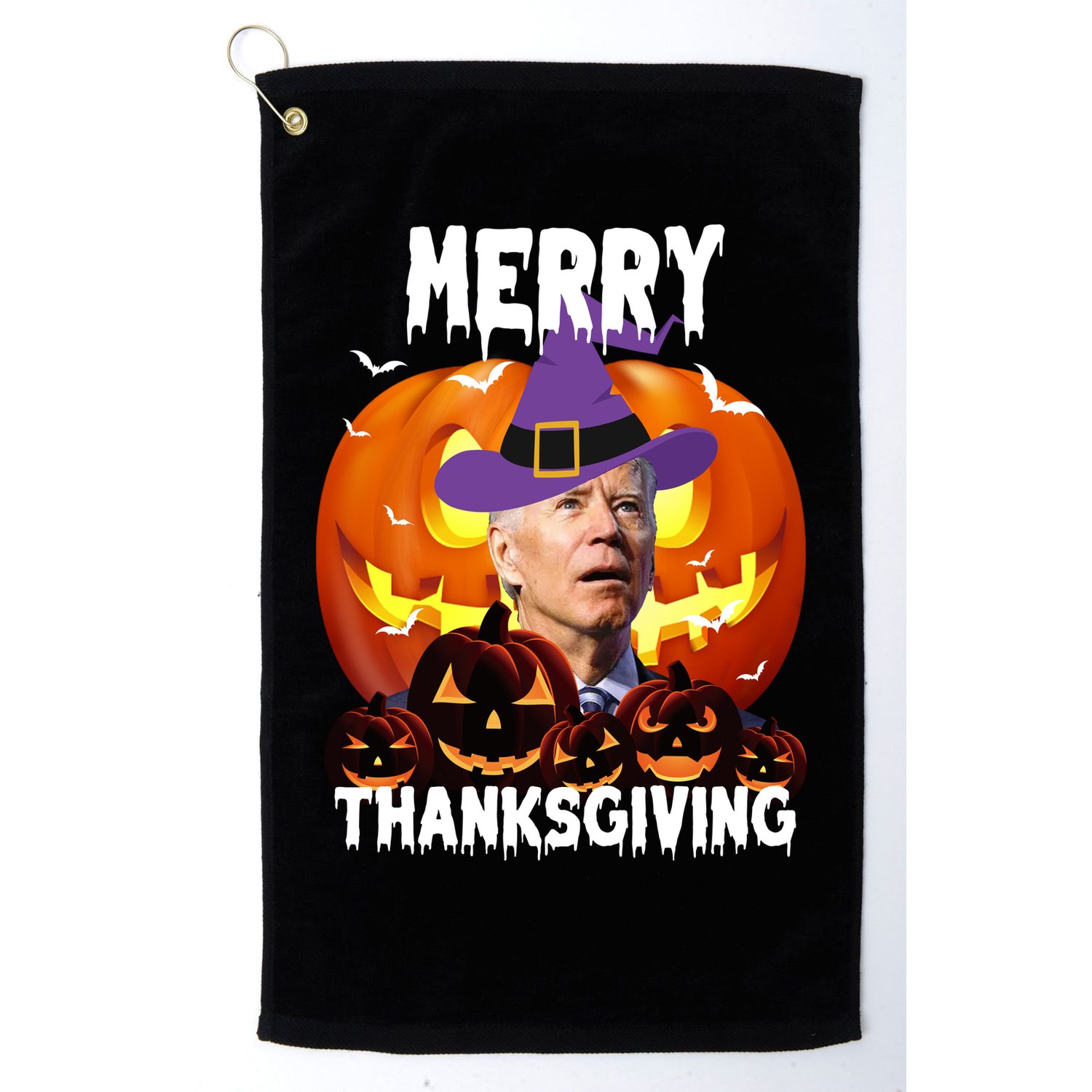 Merry Thanksgiving Funny Joe Biden Halloween Golf Towel