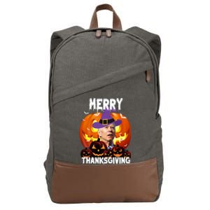 Merry Thanksgiving Funny Joe Biden Halloween Cotton Canvas Backpack