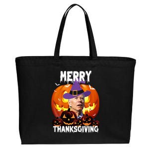 Merry Thanksgiving Funny Joe Biden Halloween Cotton Canvas Jumbo Tote