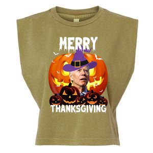 Merry Thanksgiving Funny Joe Biden Halloween Garment-Dyed Women's Muscle Tee