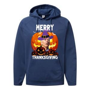 Merry Thanksgiving Funny Joe Biden Halloween Performance Fleece Hoodie