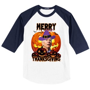 Merry Thanksgiving Funny Joe Biden Halloween Baseball Sleeve Shirt