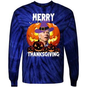 Merry Thanksgiving Funny Joe Biden Halloween Tie-Dye Long Sleeve Shirt