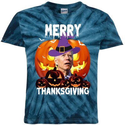 Merry Thanksgiving Funny Joe Biden Halloween Kids Tie-Dye T-Shirt