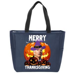 Merry Thanksgiving Funny Joe Biden Halloween Zip Tote Bag