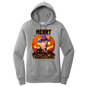 Merry Thanksgiving Funny Joe Biden Halloween Women's Pullover Hoodie